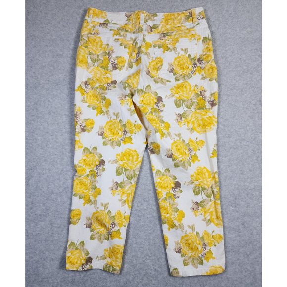 Charter Club Women's Yellow Floral High Rise Cotton Blend Capri Pant Size 8 - Picture 5 of 13